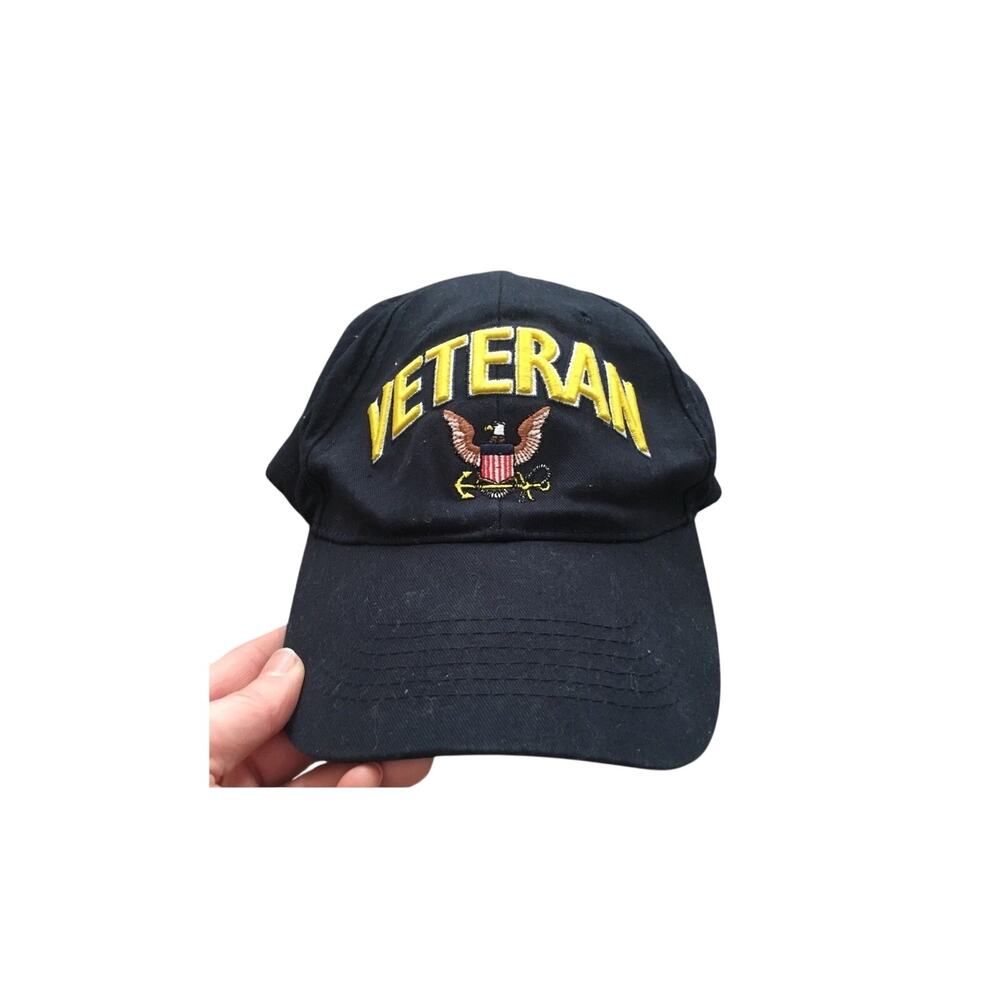 U.S. Navy Veteran Ball Cap Dark Blue Eagle Anchor Embroidered Adjustable Back